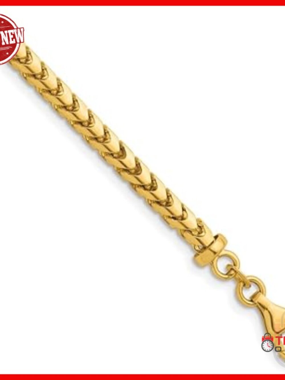 14K Solid Franco Chain Bracelet 7.5" to 8" Lobster Clasp